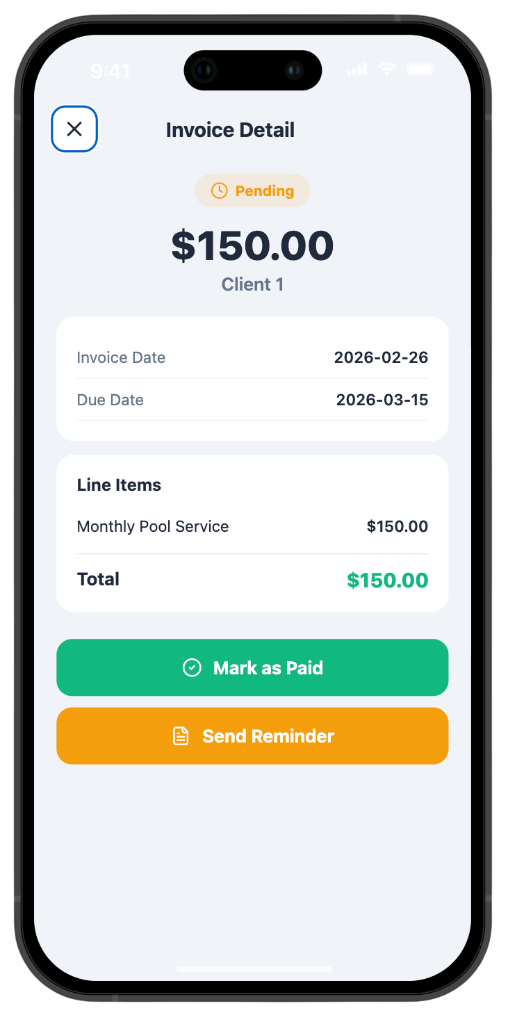 Invoices screen