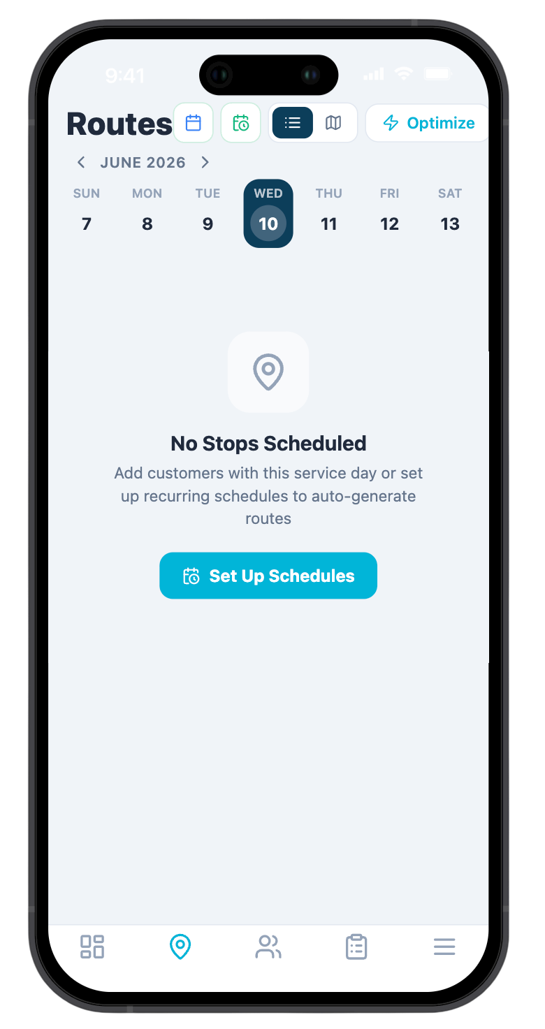PoolPro routes screen