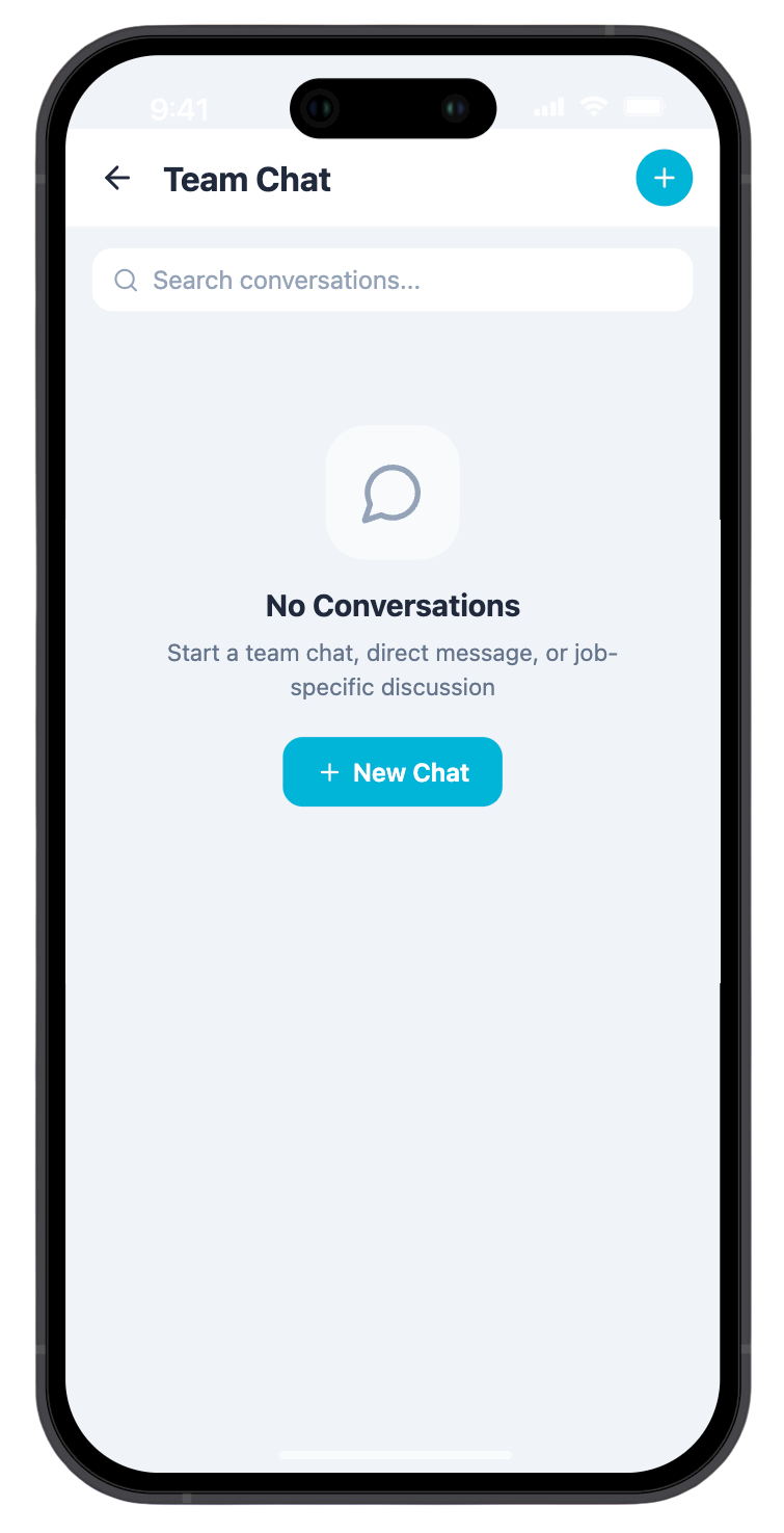 PoolPro team chat screen